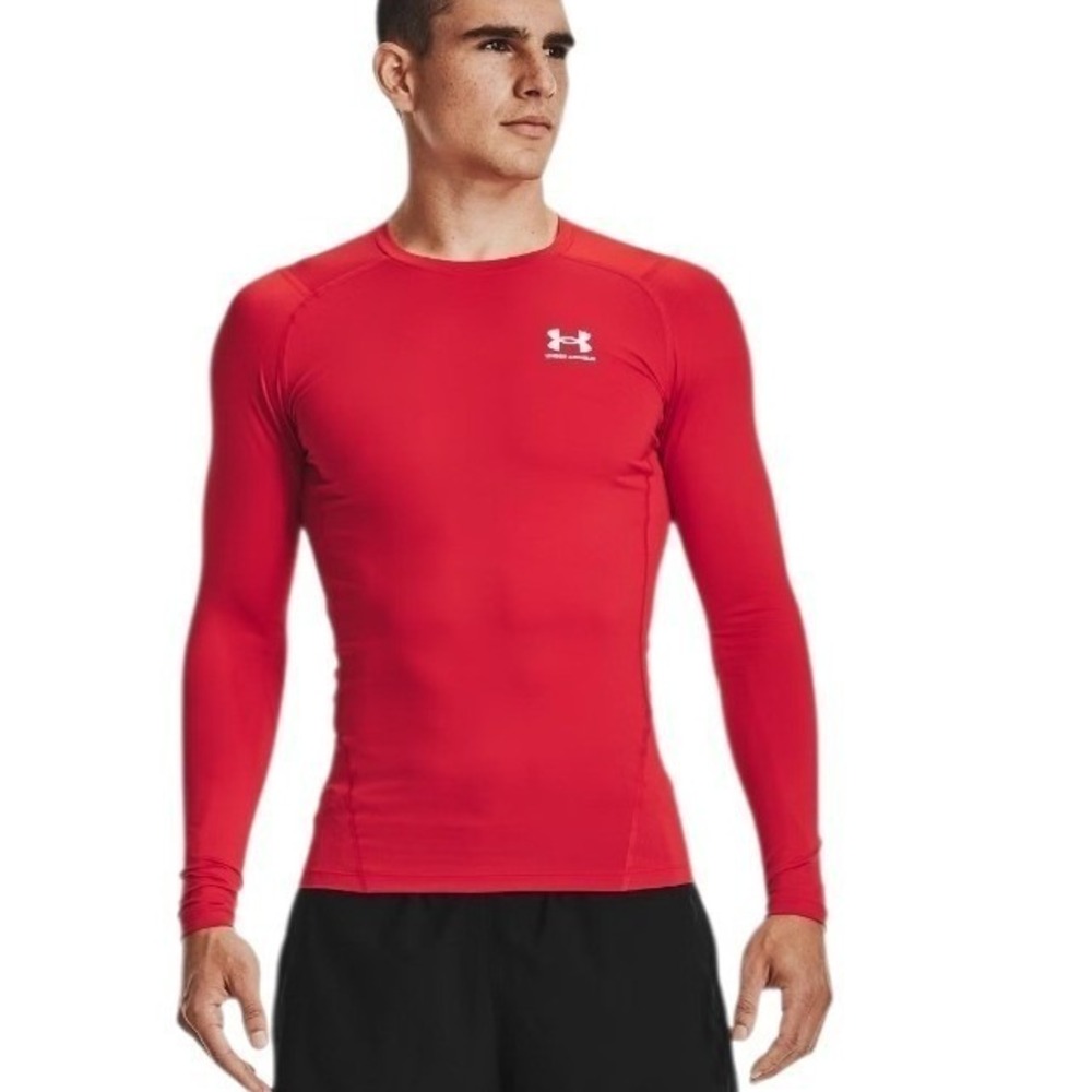 Under Armour HeatGear Compression Shirt Mens XXL Red Long Sleeve Athletic NEW